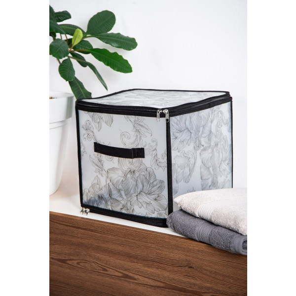 Фото - Короб для зберігання Idea Home DB-22 квад. з/кр з/блиск Anthracite Flowers