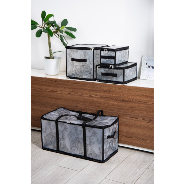 Фото - Короб для зберігання Idea Home DB-28 прям. з/кр з/блиск Anthracite Flowers