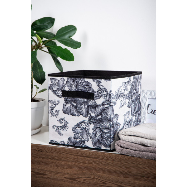 Фото - Короб для зберігання Idea Home NP-104L квад. ткан. Anthracite Flowers