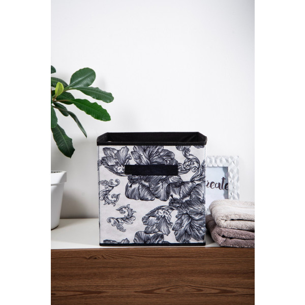 Фото - Короб для зберігання Idea Home NP-104L квад. ткан. Anthracite Flowers