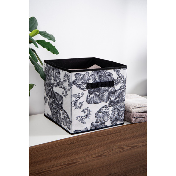 Фото - Короб для зберігання Idea Home NP-104L квад. ткан. Anthracite Flowers
