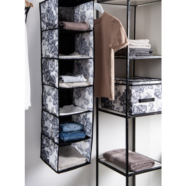 Фото - Органайзер для хранения Idea Home NP-121 Anthracite Flowers 28x28x112 см (NP-121 ткан. 6ком. подвес. Anthracite Flowers)