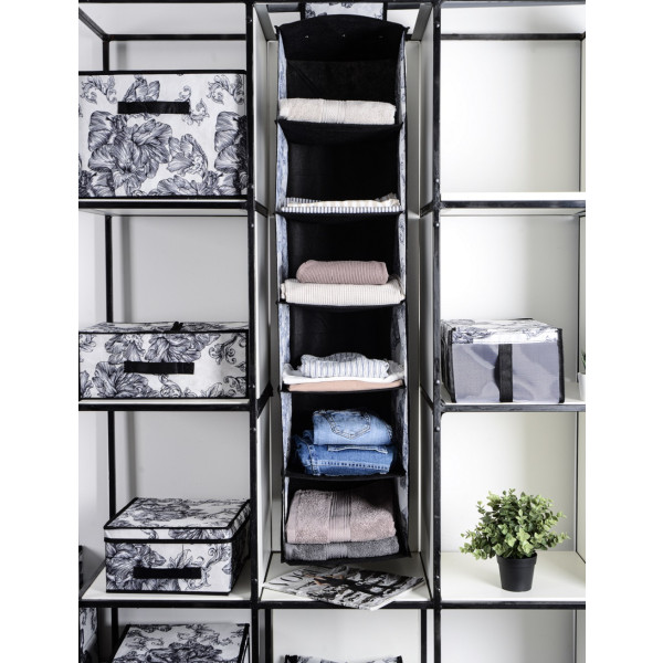 Фото - Органайзер для хранения Idea Home NP-121 Anthracite Flowers 28x28x112 см (NP-121 ткан. 6ком. подвес. Anthracite Flowers)