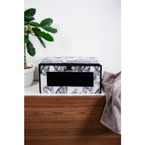 Фото - Корзина для зберігання Idea Home NP-256 ткан. з/кр д/взуття Anthracite Flowers