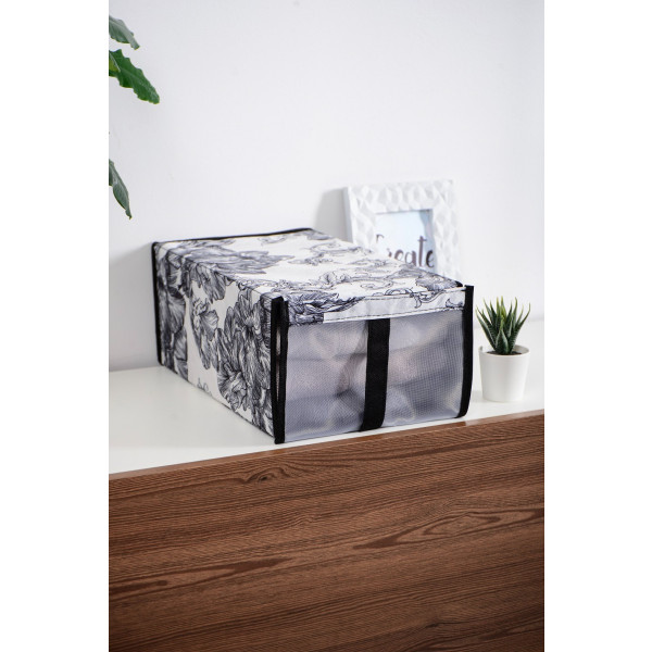 Фото - Корзина для хранения Idea Home NPA-01 ткан. с/кр д/обувь Anthracite Flowers