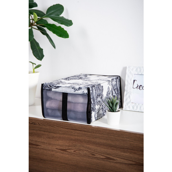 Фото - Корзина для хранения Idea Home NPA-01 ткан. с/кр д/обувь Anthracite Flowers