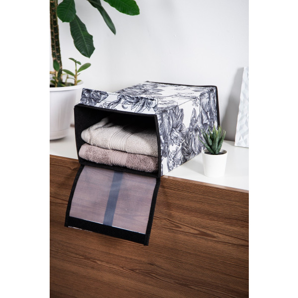 Фото - Корзина для хранения Idea Home NPA-01 ткан. с/кр д/обувь Anthracite Flowers