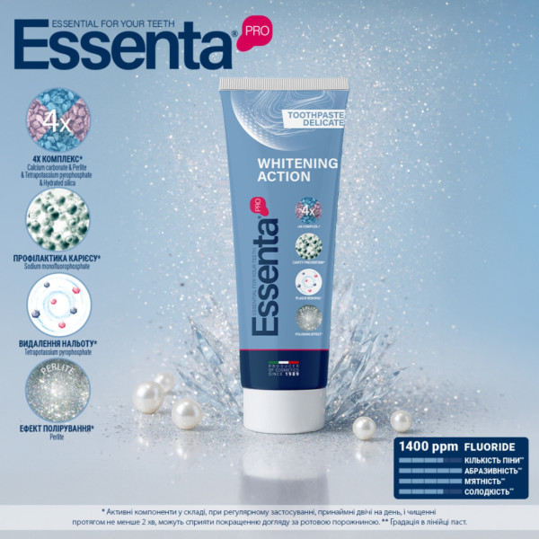 Фото - Зубная паста Essenta Pro Whitening Action 75 мл (8031447500060)