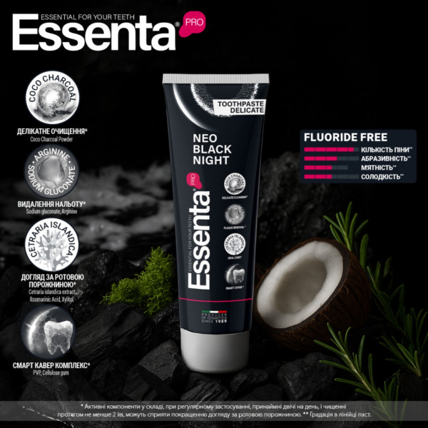 Фото - Зубна паста Essenta Pro Neo Black Night 75 мл (8031447500107)