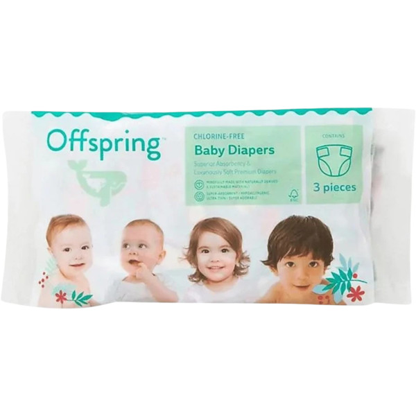 Фото - Одноразові підгузки Offspring розмір NB, до 4 кг, 3 шт, семпл (DP-OI-FTT-NB3P)