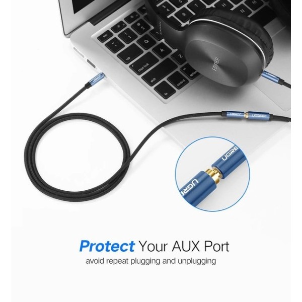 Фото - Кабель 3.5 мм -3.5 мм UGREEN AV118 3.5mm Male to 3.5mm Female Extensioin Cable 1m Blue (40673)