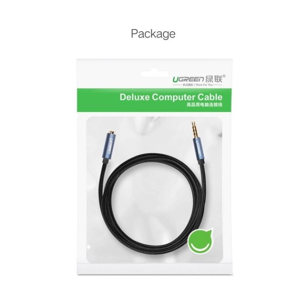 Фото - Кабель 3.5 мм -3.5 мм UGREEN AV118 3.5mm Male to 3.5mm Female Extensioin Cable 1m Blue (40673)