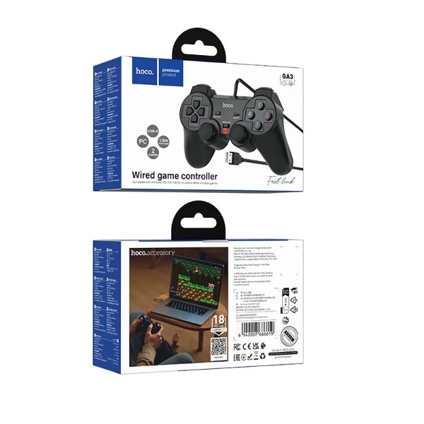 Фото - Геймпад HOCO GA3 Fast link wired game controller Black (6942007666619)