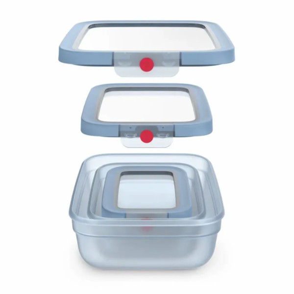 Фото - Набір ємностей для зберігання Tefal N1230210 ONECLICK блакитний 3 шт (0,5/1,2/2,3 л )