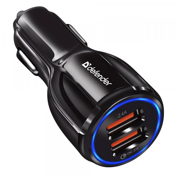 Фото - Автомобільний зарядний пристрій Defender UCA-100 2 USB 30Вт QC3.0 (83833)
