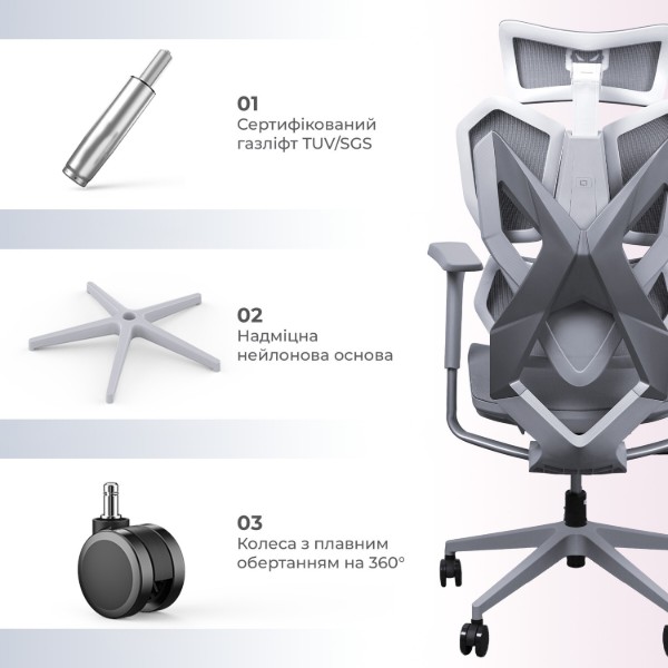 Фото - Крісло для геймерів Sihoo Xallking X5C Mesh Grey (X5FC-N101)