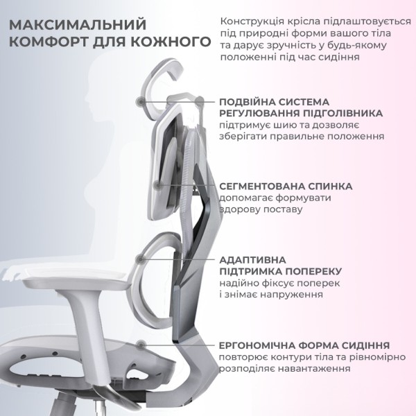 Фото - Крісло для геймерів Sihoo Xallking X5C Mesh Grey (X5FC-N101)