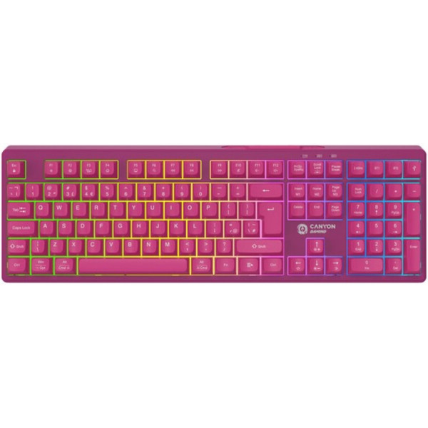 Фото - Клавіатура бездротова ігрова Canyon Fortnax GKW-2 RGB 2.4GHz+BT+USB Pink (CND-SKBW2) Фото - Клавіатура бездротова ігрова Canyon Fortnax GKW-2 RGB 2.4GHz+BT+USB Pink (CND-SKBW2)