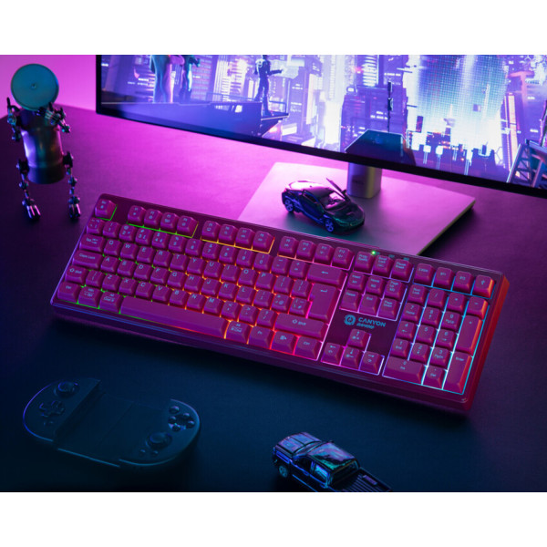 Фото - Клавіатура бездротова ігрова Canyon Fortnax GKW-2 RGB 2.4GHz+BT+USB Pink (CND-SKBW2)