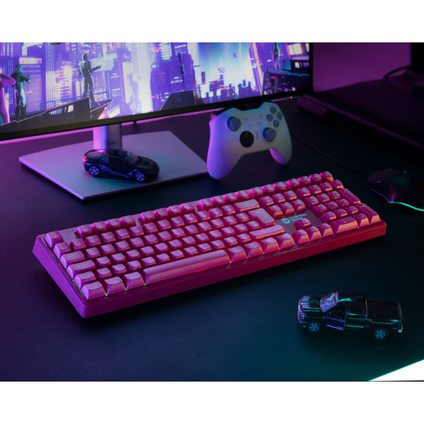 Фото - Клавіатура бездротова ігрова Canyon Fortnax GKW-2 RGB 2.4GHz+BT+USB Pink (CND-SKBW2)