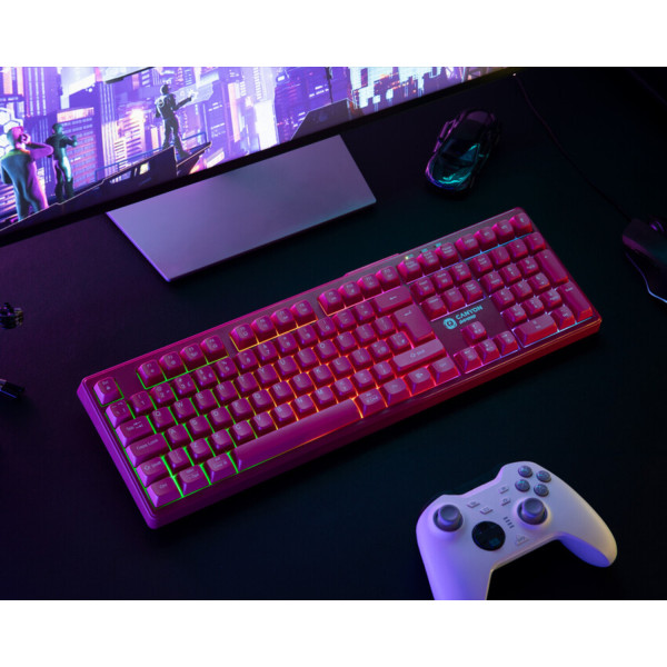Фото - Клавіатура бездротова ігрова Canyon Fortnax GKW-2 RGB 2.4GHz+BT+USB Pink (CND-SKBW2)