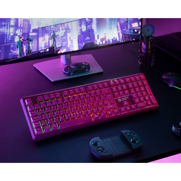 Фото - Клавіатура бездротова ігрова Canyon Fortnax GKW-2 RGB 2.4GHz+BT+USB Pink (CND-SKBW2)