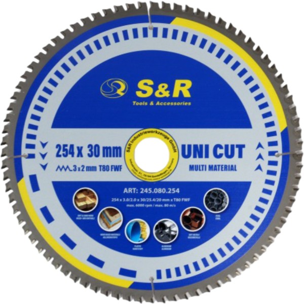 Фото - Круг відрізний по дереву S&R UniCut Meister FWF 254x30x3 мм (245080254)