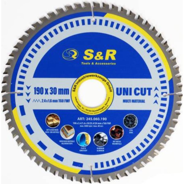 Фото - Круг відрізний по дереву S&R UniCut Meister FWF 190х30х2, 4 мм (245060190)