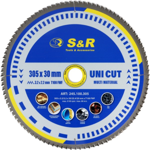 Фото - Круг відрізний по дереву S&R UniCut Meister FWF 305x30x3,2 мм (245100305)