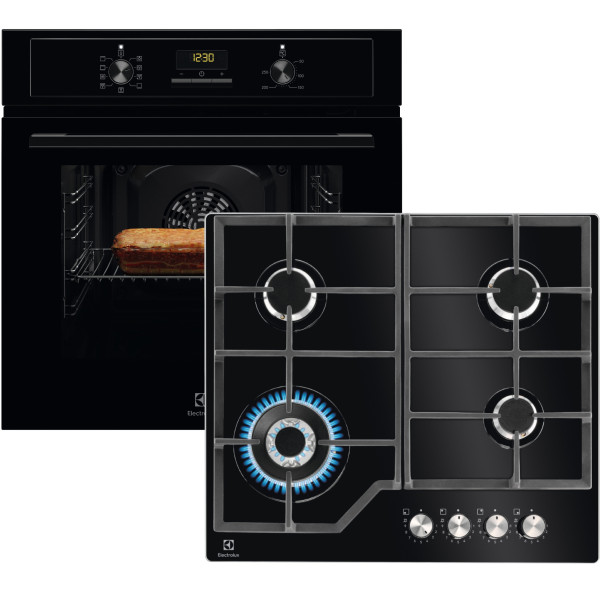 Фото - Комплект техніки Electrolux Духова шафа + Варильна поверхня Electrolux EOF3H50BK + KGG64362K