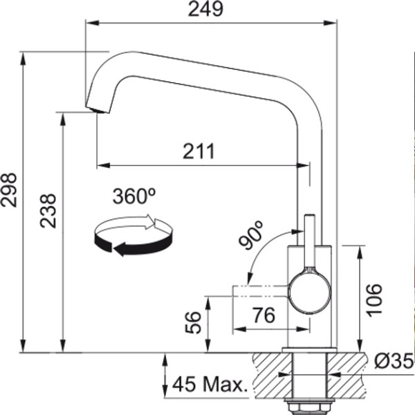 Фото - Смеситель кухонный Franke Lina U Хром (115.0728.473)