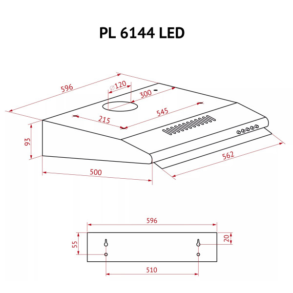 Фото - Витяжка традиційна Perfelli PL 6144 BG LED
