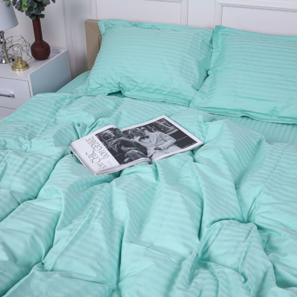 Фото - Комплект постільної білизни MirSon Satin Stripe 30-0013 Azure 160х220 см (2200005252437)