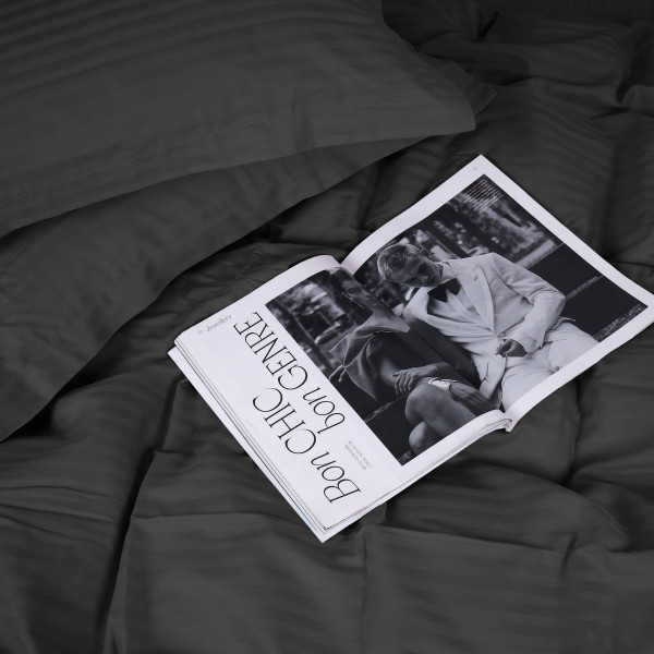 Фото - Комплект постільної білизни MirSon Satin Stripe 30-0012 Dark Gray 200х220 см (2200005251980)