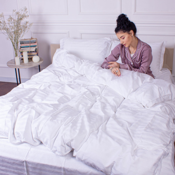 Фото - Комплект постельного белья MirSon Satin Stripe 30-0001 White 200х220 Евро (2200005245682)