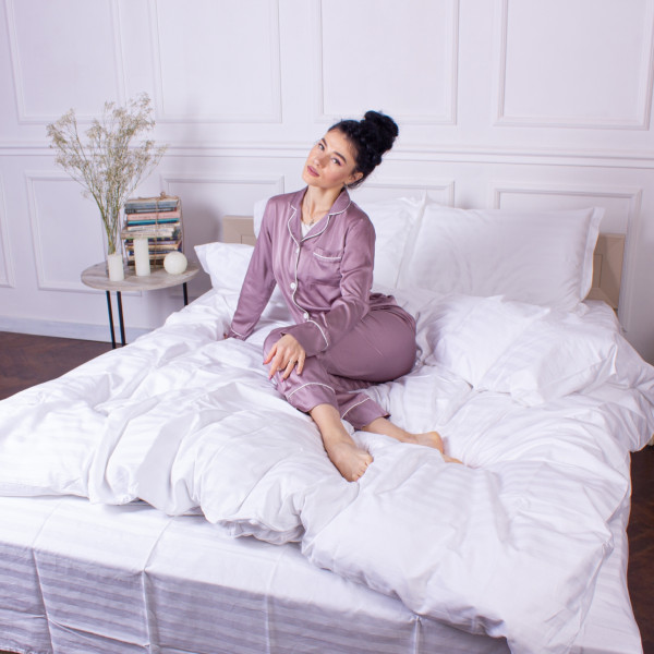 Фото - Комплект постельного белья MirSon Satin Stripe 30-0001 White 200х220 Евро (2200005245682)