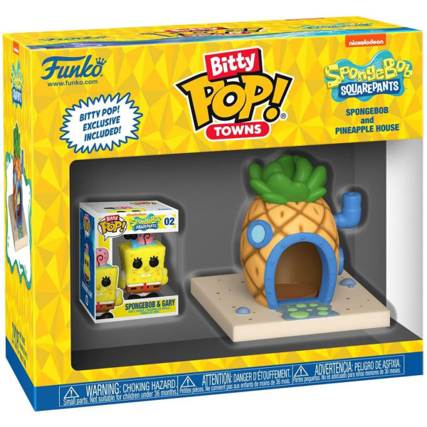 Фото - Набір ігрових фігурок FUNKO BITTY POP! Town серії Губка Боб Квадратні Штани – ГУБКА БОБ І ЙОГО БУДИНОК (83638)