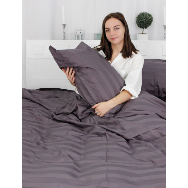 Фото - Комплект постільної білизни MirSon Сатин Жаккард Graphite 200х220 см (2200001434905)