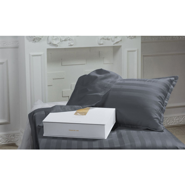 Фото - Комплект постільної білизни MirSon Сатин Жаккард Graphite 200х220 см (2200001434905)