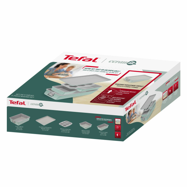 Фото - Комплект техніки Tefal Кухонна машина і комбайн + Форма для приготування Tefal QB5458F0 Bake Partner + + J175S504 CERAMIK 5 пр.