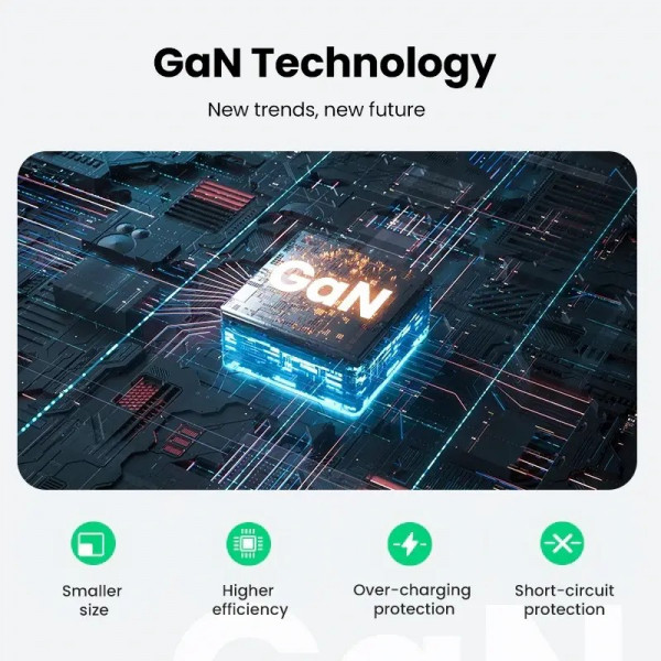 Фото - Мережевий зарядний пристрій UGREEN CD244 USB-A+2xUSB-C 65W GaN Tech Fast Charger Grey (10335)