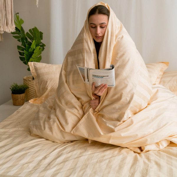 Фото - Комплект постільної білизни MirSon Сатин-страйп Carmela 143х210 см (2200000007261)