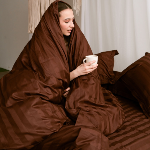 Фото - Комплект постільної білизни MirSon Сатин-страйп Lorenzo 200х220 см (2200000019219)