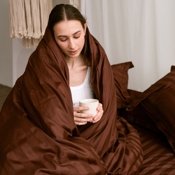 Фото - Комплект постільної білизни MirSon Сатин-страйп Lorenzo 200х220 см (2200000019219)