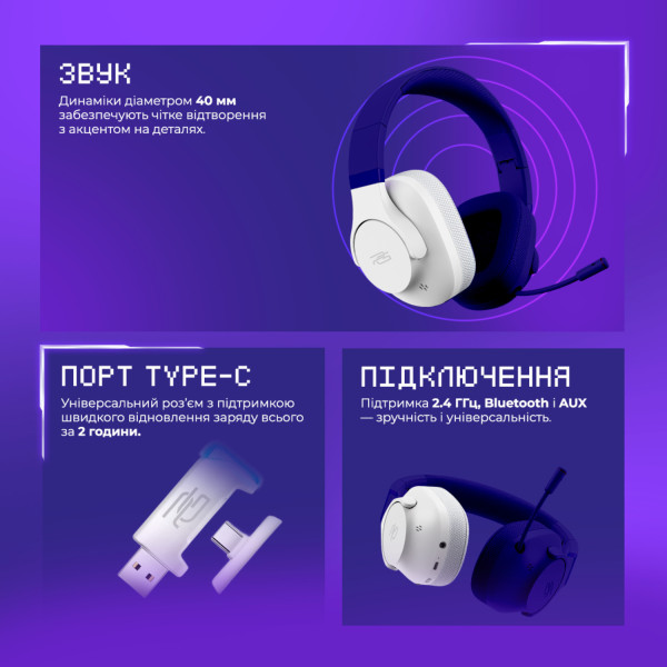 Фото - Гарнітура бездротова ігрова Proove Gaming Bliss Pro APP White (GHBLPPP10002)