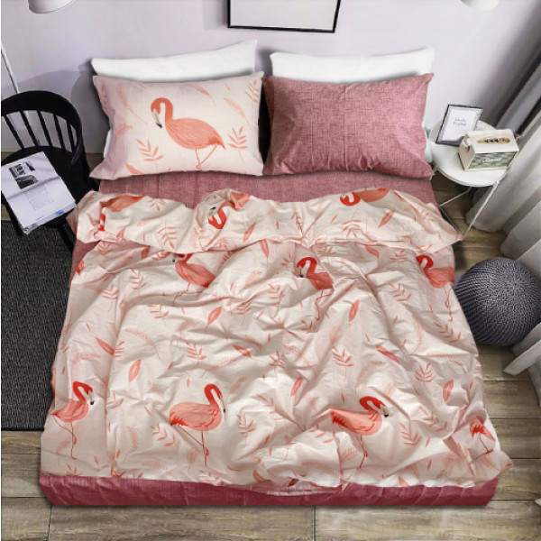 Фото - Комплект постільної білизни Zastelli Фламінго бязь 145х210 пудровий (19178)