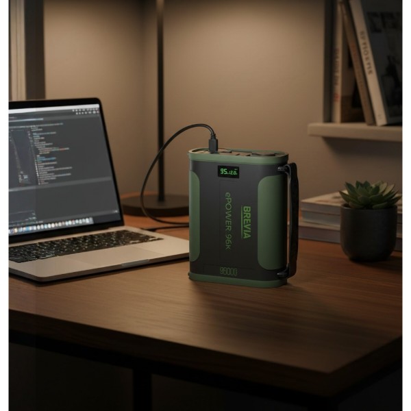 Фото - Батарея мобільна Brevia ePower 96k 96000mAh 307.2Wh 100W LiFePo4 Black/Green (44196MG)
