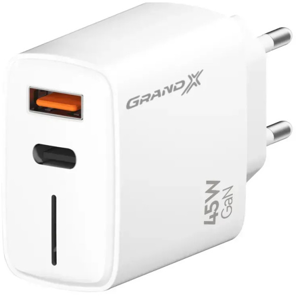 Фото - Мережевий зарядний пристрій Grand-X CH-460W USB A+Type-C 45W Quick Charge QС3.0 (3000001626015)
