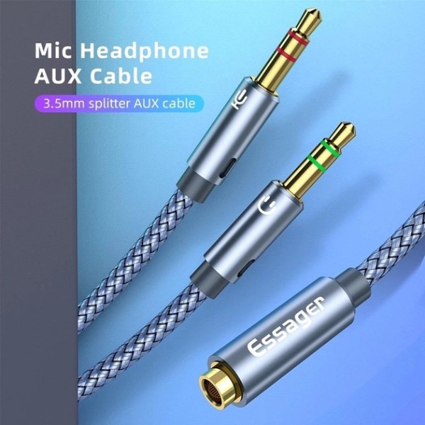Фото - Кабель 3.5 мм - 3.5 мм Essager For Computer Speaker Mic Y Splitter to PC A EY (EYPS35-TLB0G)