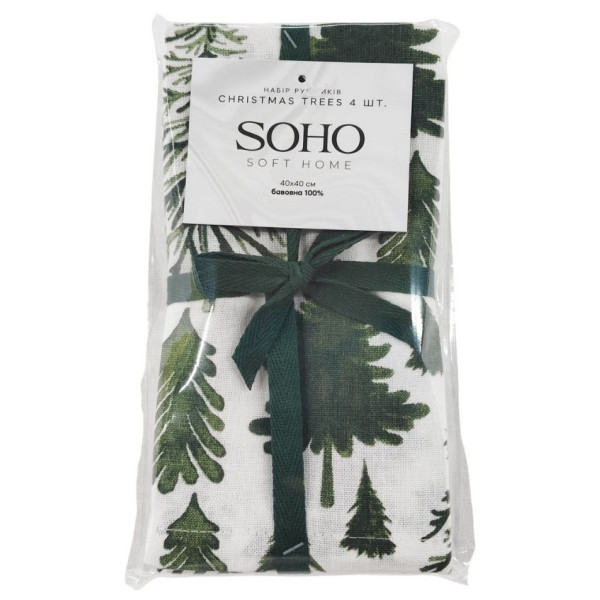 Фото - Набор полотенец SOHO 40х40 см Christmas trees 4 шт. (BS 45565S/1)